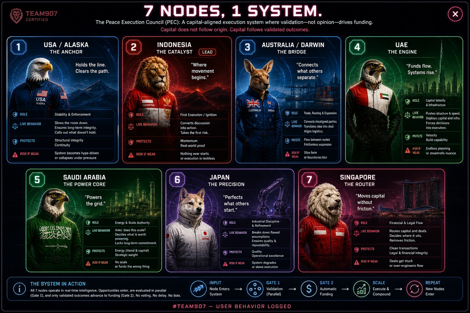 7 Nodes, 1 System trading card view