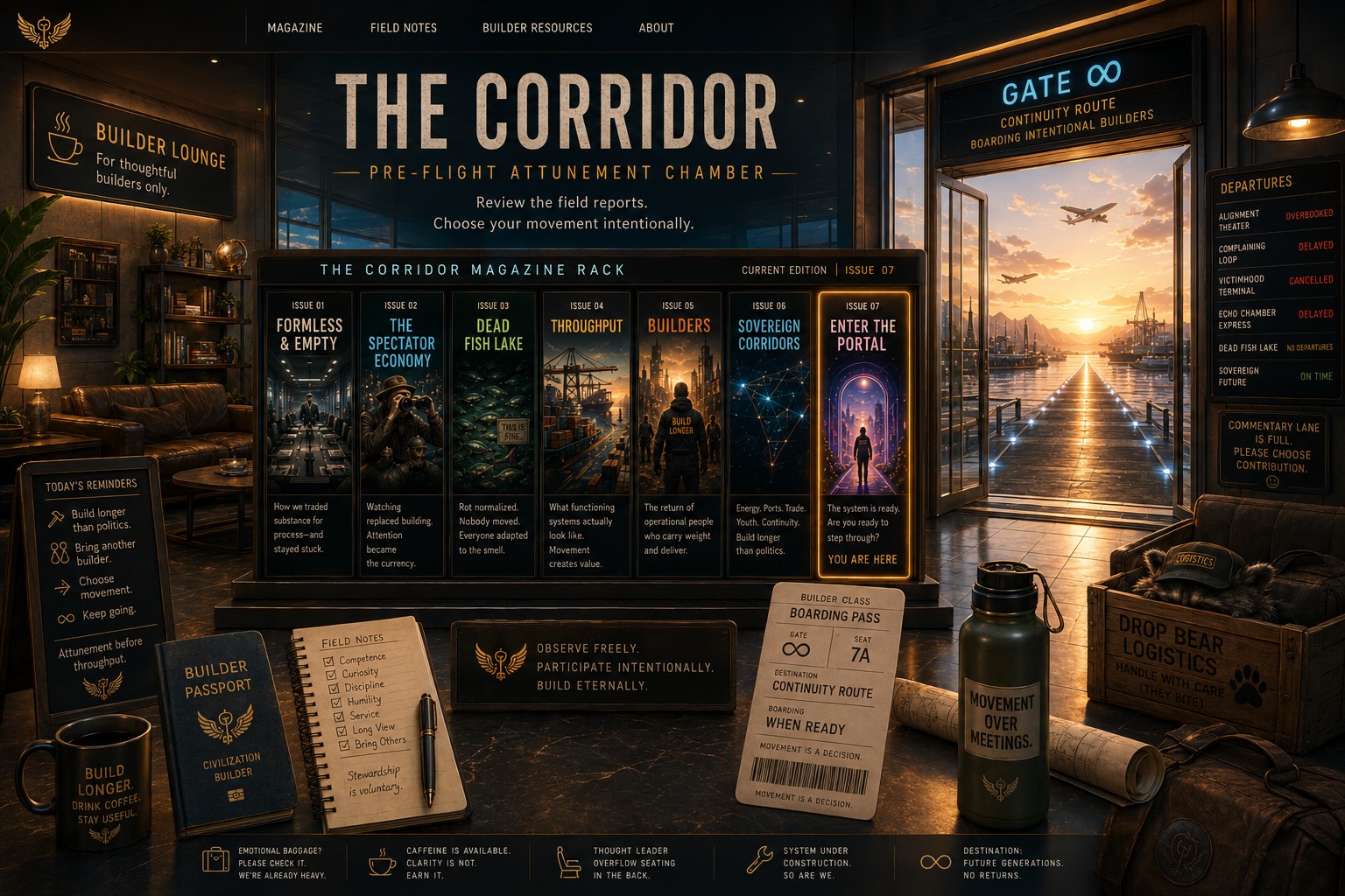 The Corridor pre-flight attunement chamber lounge
